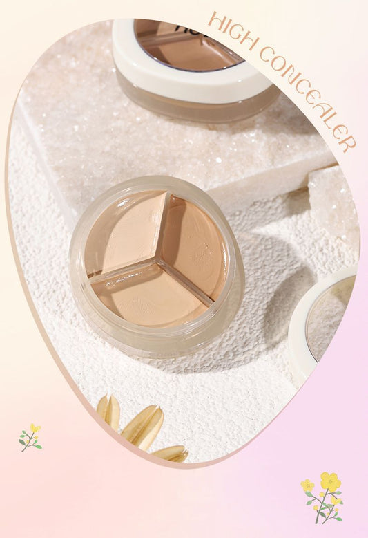 NOVO three-color concealer to cover dark circles, acne marks, facial spots, contouring, brightening, concealer palette 