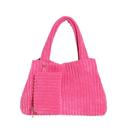 2024 new temperament fashion design solid color crossbody stylish fresh simple texture corduroy large capacity handbag 