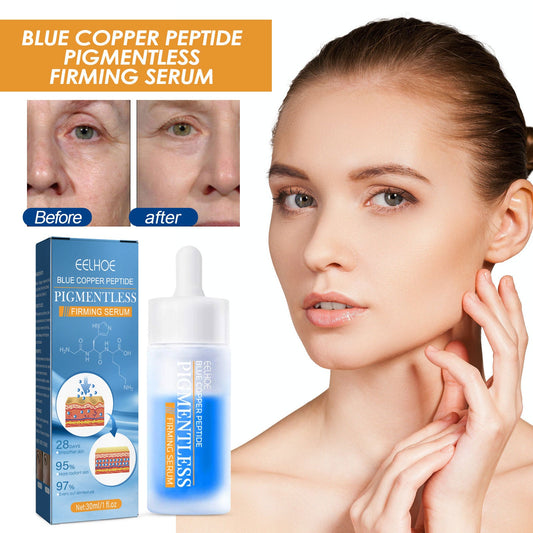 EELHOE Blue Copper Peptide Firming Essence Lightens Wrinkles, Forehead Lines, Firms, Moisturizes, and Whitens Skin 