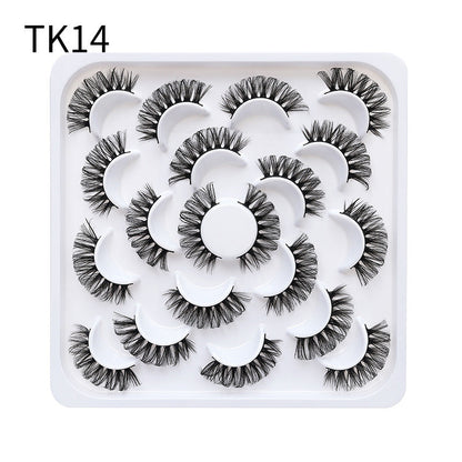 Dingsen false eyelashes factory stable supply 10 pairs of flower trays DD curling false eyelashes natural makeup daily makeup