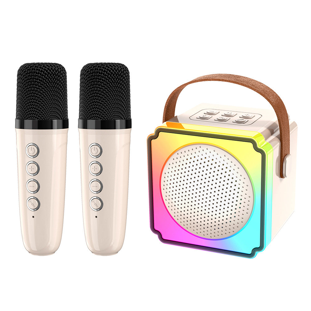 P8 microphone and audio integrated microphone colorful dual microphone children's toys Bluetooth speaker karaoke integrated audio