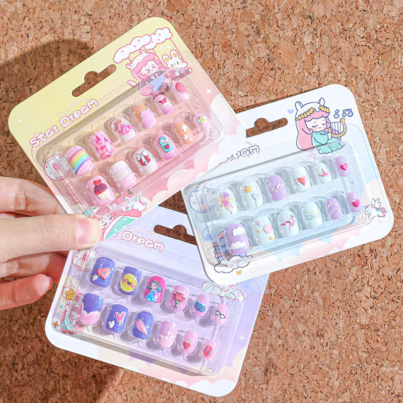 Children's cartoon nail stickers baby toy nail pieces finger wear nails new cute princess self-adhesive nail stickers