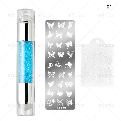 Finger Princess Nail Art Tool Set Double Head Silicone Stamp Acrylic Color Diamond Template Stamp Set Transfer Pen Tool