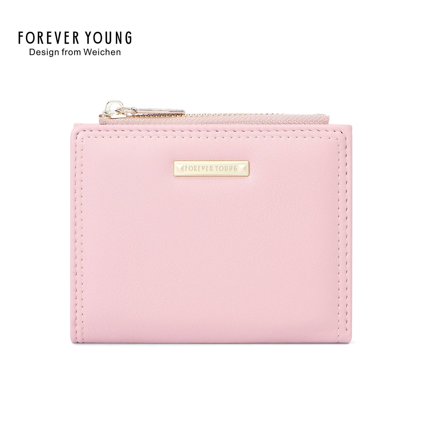 forever young short two-fold side-pull wallet women's simple multi-card slot multi-function ultra-thin coin purse 