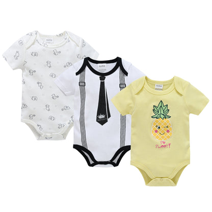 2024 new cotton baby clothes three-piece suit short-sleeved summer foreign trade children's clothing baby jumpsuit