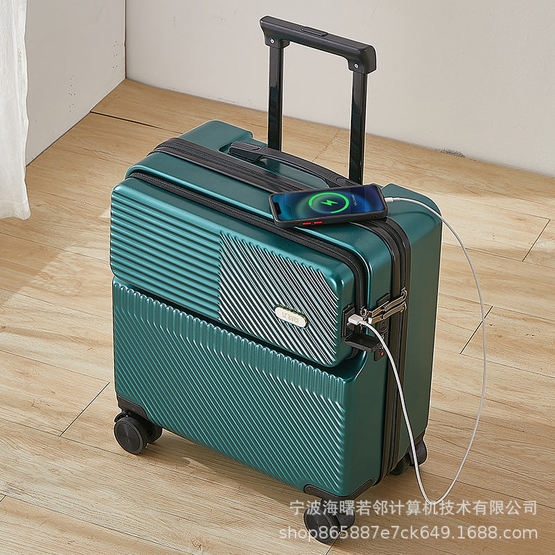 Small trolley case for boarding trolley case for women 18 inch lightweight multifunctional front opening suitcase for men 