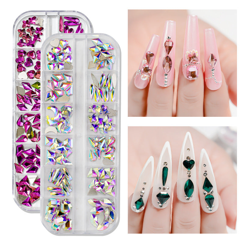 New nail art special-shaped diamond fantasy special-shaped flat bottom nail art diamond glass diamond jewelry nail stickers sequins accessories wholesale