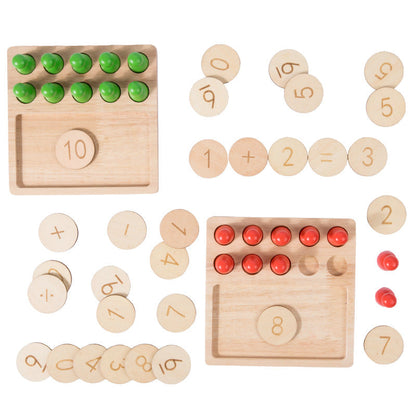 Cross-border wooden Montessori early childhood math calculation board teaching aids ten-grid addition, subtraction, multiplication and division children's math educational toys