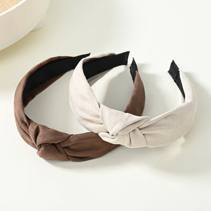 Cross-border milk tea color middle knot hair bundle simple wide-edged suede headband wholesale wash face free shipping hair cave female hair accessories