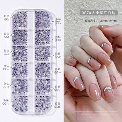 Nail accessories rhinestones flat bottom diamonds hollow rivet nail stickers diamond sequins colored diamonds flat bottom pearl shell pieces Japanese style