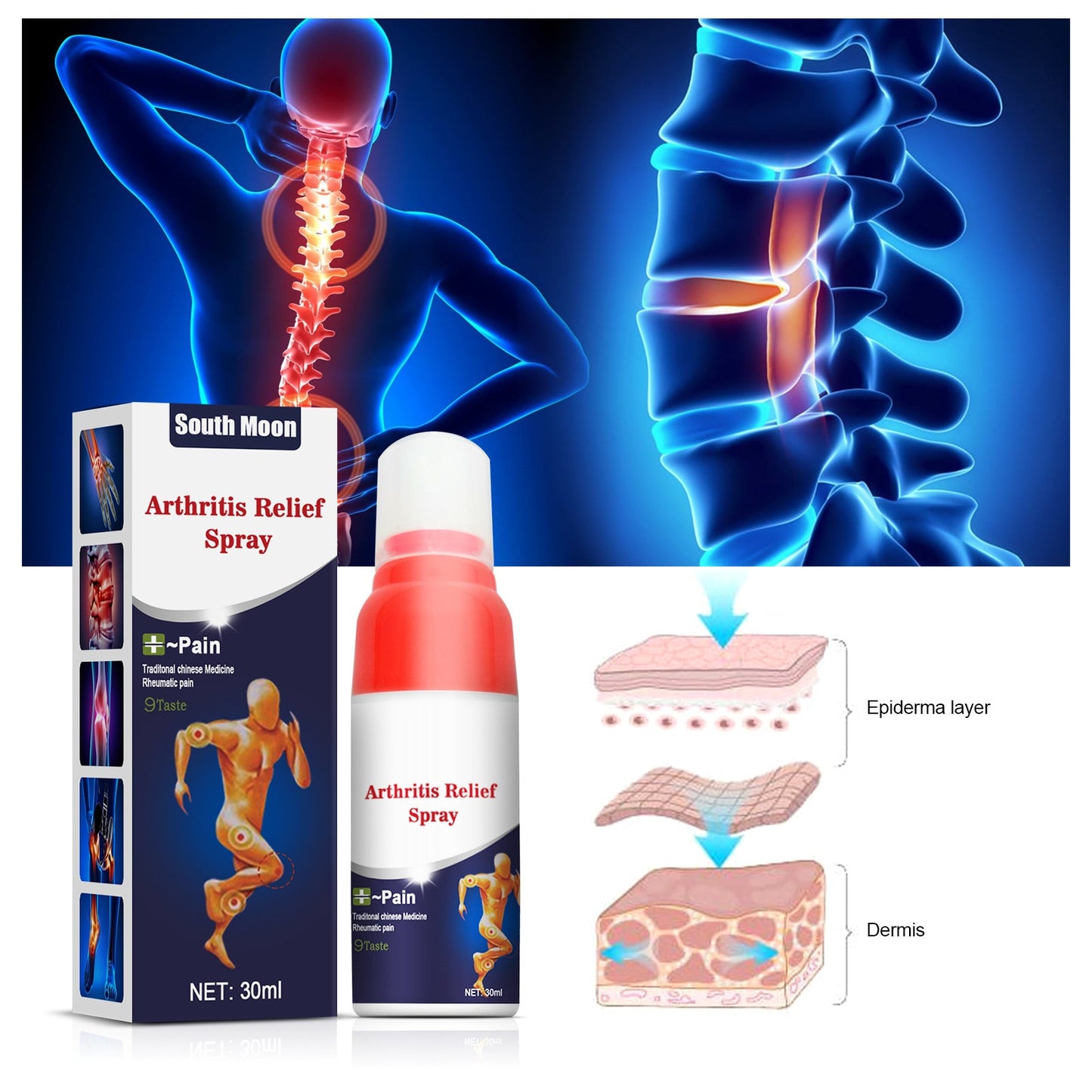 South Moon Jinguling Spray for shoulders, neck, lumbar spine and legs, gently relieves joint discomfort and pain spray 