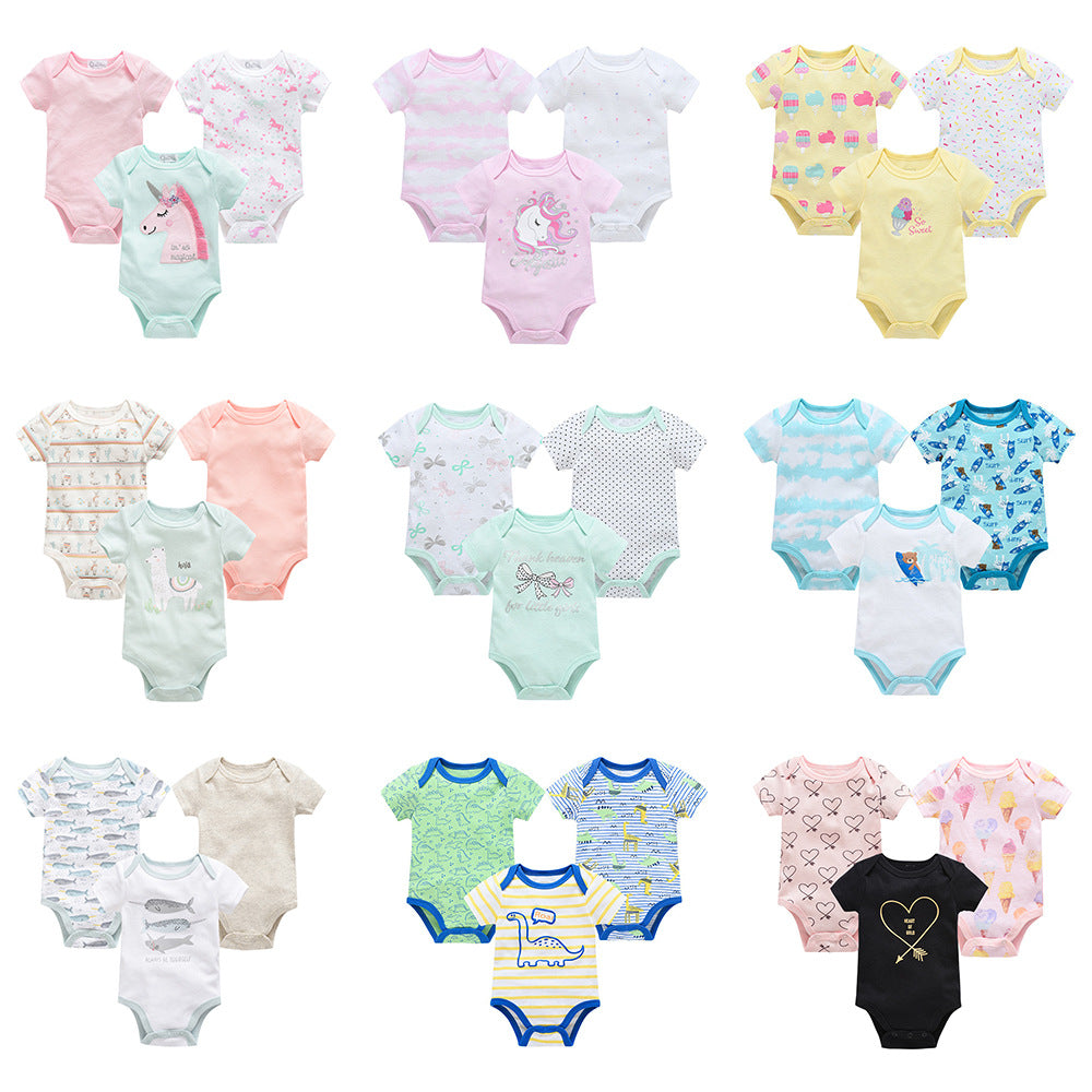 romper baby clothes 3-piece set baby summer European and American bodysuit short-sleeved baby jumpsuit cross-border manufacturer