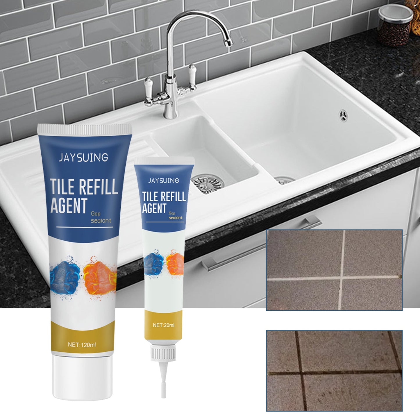 ភ្នាក់ងារផ្សាភ្ជាប់ Jaysuing Home Kitchen Bathroom Bathroom Waterproof and Mildew Floor Tiles Caulking and Sealing Agent Tile Sealing Agent 