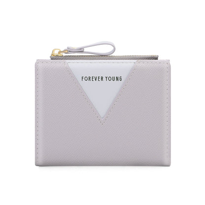 forever young wallet women's short two-fold multi-card slot coin purse fashionable Korean version high-end card bag 