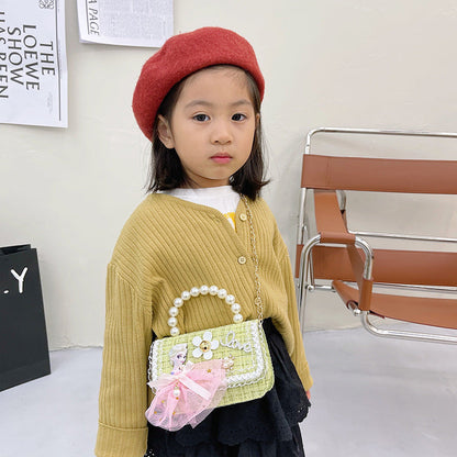 New style children's small square bag fashionable princess handbag Korean version girl chain messenger bag children's shoulder bag wholesale 