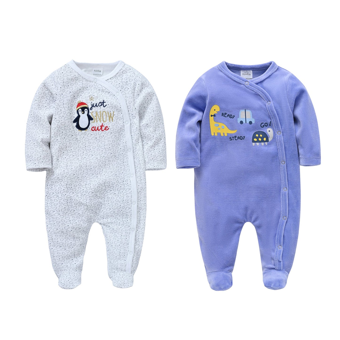 Manufacturer long-sleeved baby clothing 2-piece autumn and winter velvet boy newborn jumpsuit foot-covering clothes cross-border 