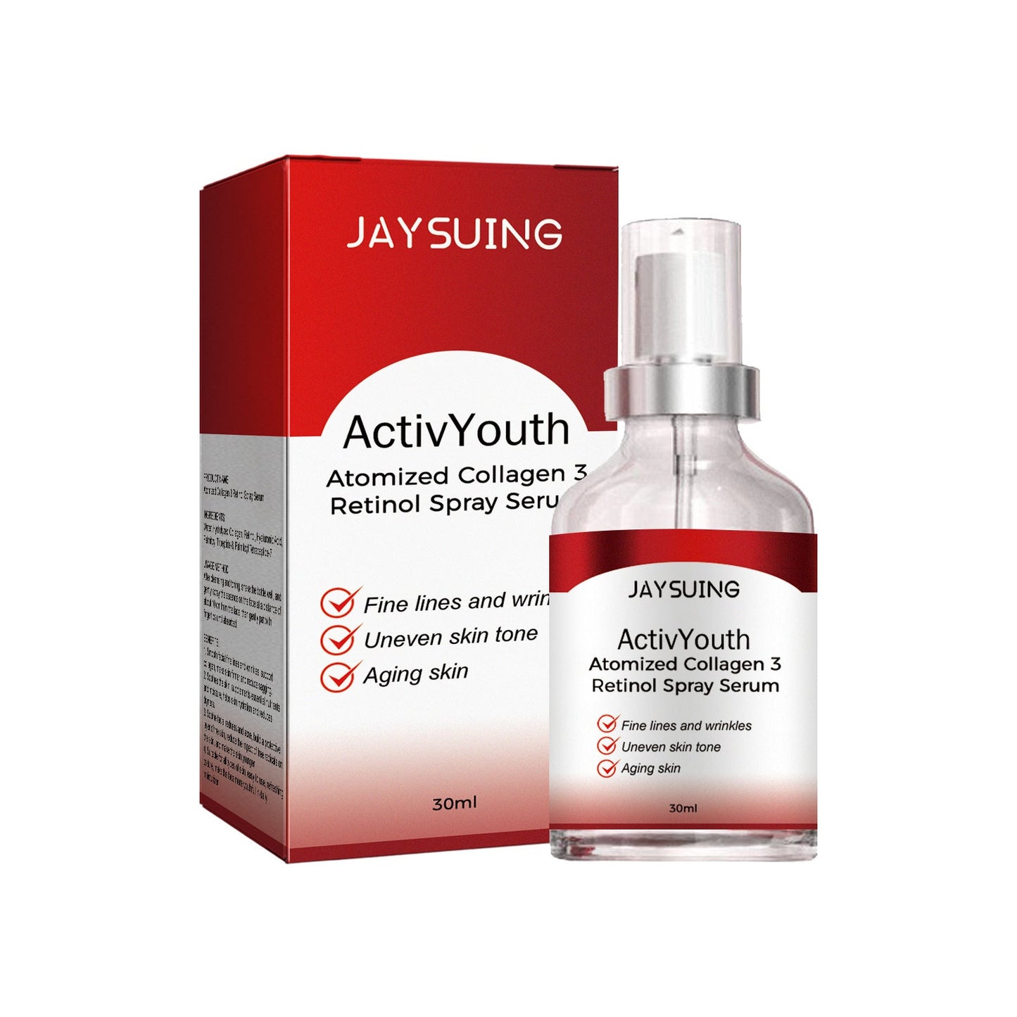 Jaysuing Collagen Retinol Essence Spray ប្រឆាំងភាពចាស់ កាត់បន្ថយស្នាមជ្រួញ ផ្តល់សំណើម និងបន្តឹងស្បែក 