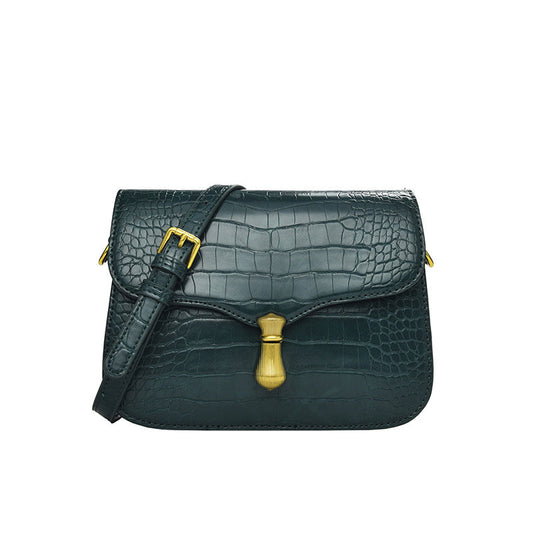 Crocodile pattern small square bag 2024 new retro fashion trend shoulder bag high-end bag niche crossbody women's bag