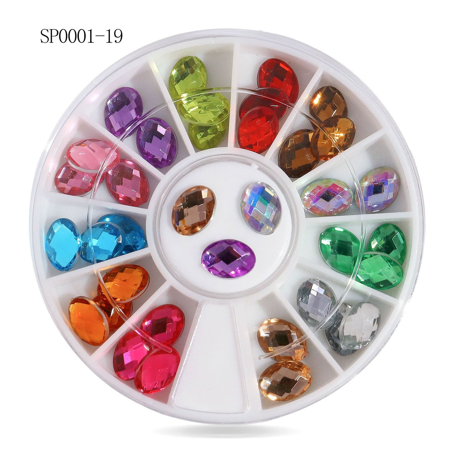 Cross-border nail art accessories nail flat bottom fantasy alloy diamond special-shaped white AB rhinestone accessories 12 grid turntable wholesale