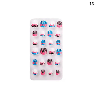 New children's nail tips 24 pieces cute children's nail tips butterfly love back adhesive wearable nail tips patch nail tips