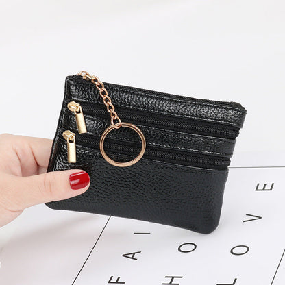 Wholesale coin purse women's short genuine leather texture small wallet multifunctional driver's license card holder soft leather key bag zipper bag 