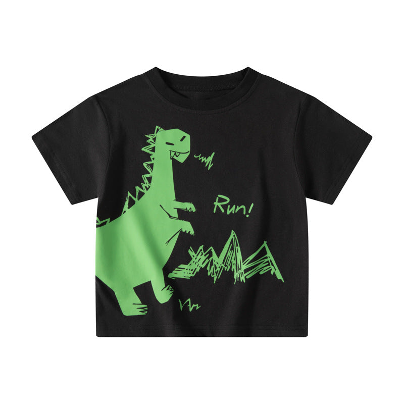 betop Korean children's clothing cross-border supply dinosaur children's short-sleeved T-shirt summer baby clothes wholesale one piece consignment