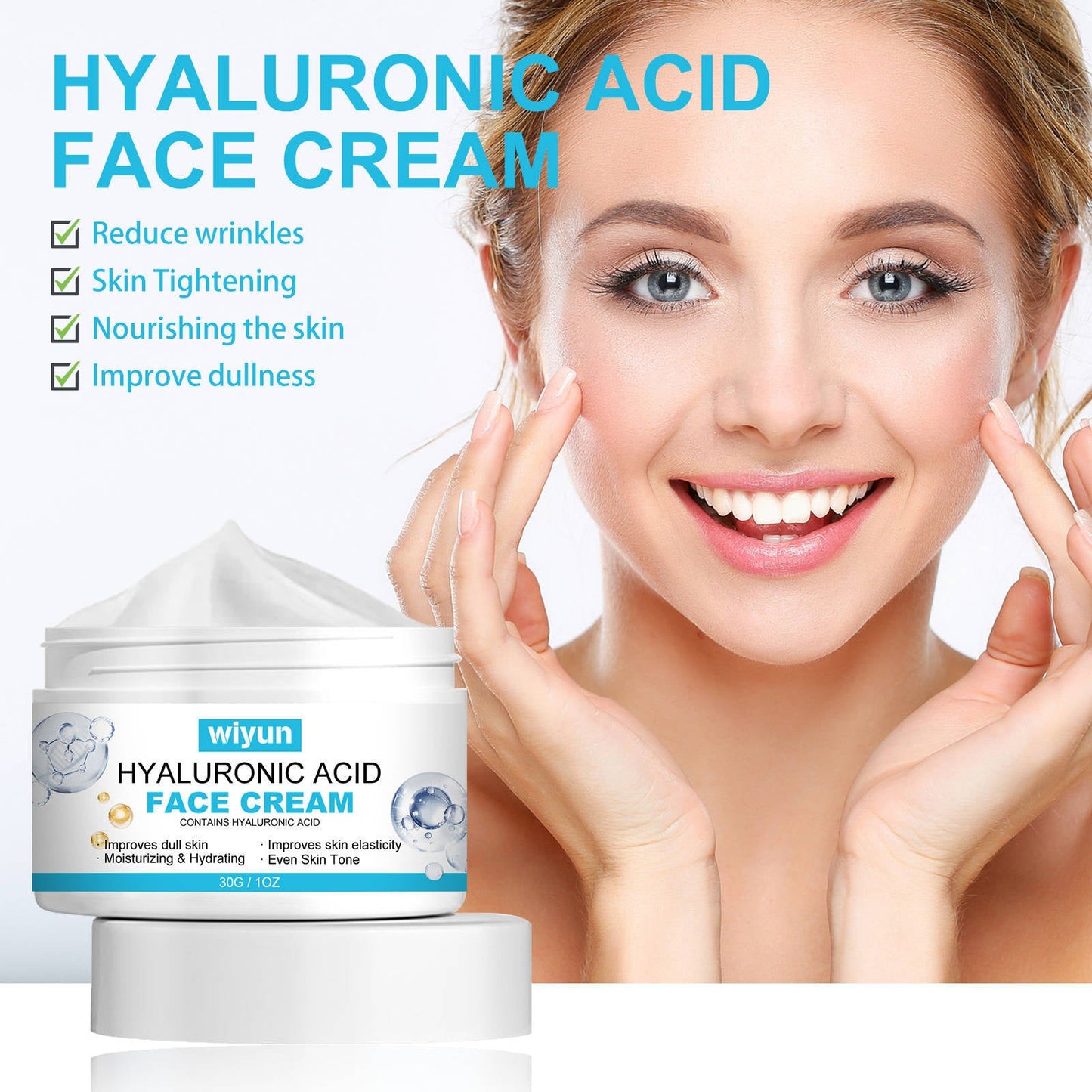 WIYUN hyaluronic acid cream បំបាត់ស្នាមជ្រីវជ្រួញ ជួសជុលរបាំងស្បែក ផ្តល់សំណើម ចិញ្ចឹម និងប្រឆាំងភាពជ្រីវជ្រួញ 