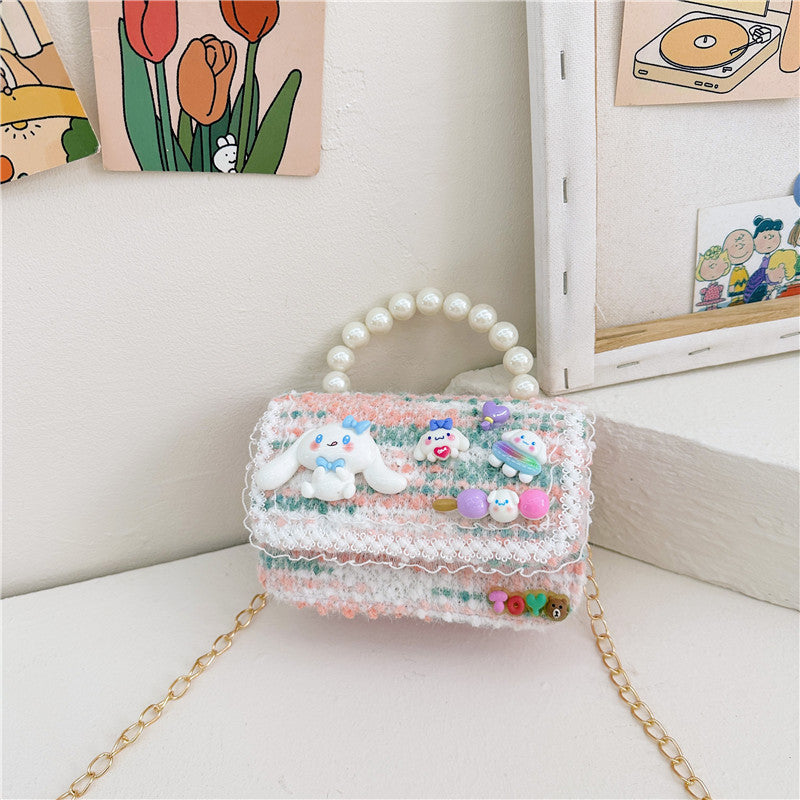 Fashion Pearl Handbag Children's Bag Simple Chain Girls Messenger Bag Beaded Mini Parent-child Shoulder Bag Wholesale 