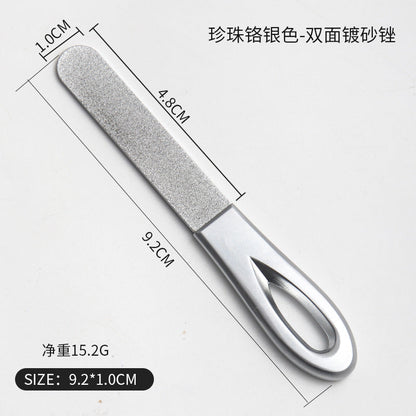 Cross-border e-commerce Amazon double-sided coarse and fine grinding teeth tool stainless steel sand-plated nail file nail grinder scrub strip