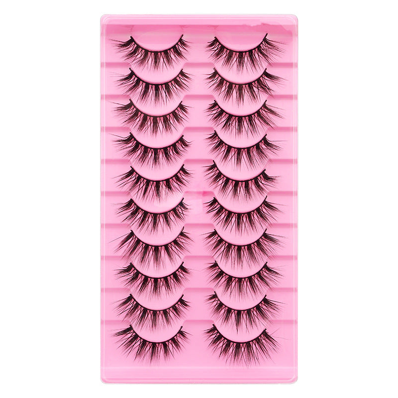 Dingsen cross-border false eyelashes factory 10 pairs of false eyelashes L natural thick curl