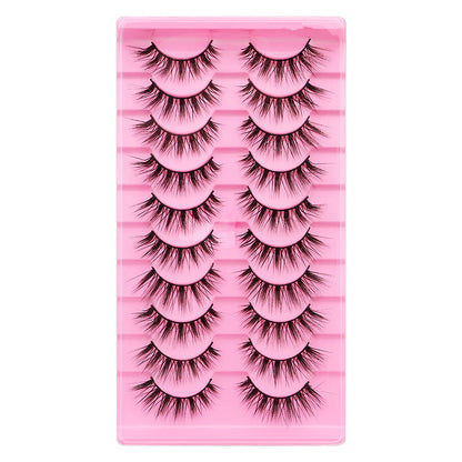 Dingsen cross-border false eyelashes factory 10 pairs of false eyelashes L natural thick curl