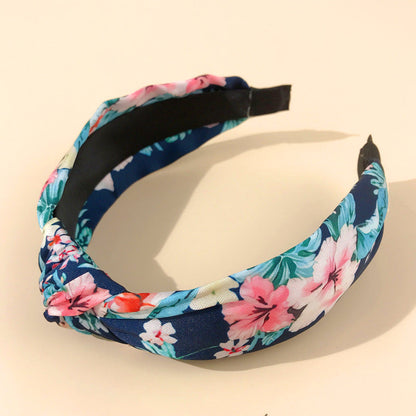 2021 Amazon new style headband for women European and American ethnic style big flower knotted head buckle floral headband hair cave women