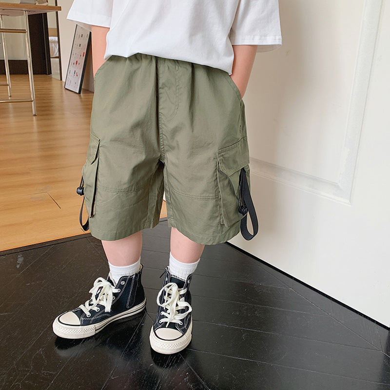 Children's pants boys overalls shorts summer outer wear baby casual shorts little boy loose Japanese style pants