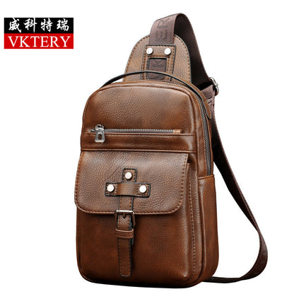 Vicoteri trendy men's chest bag Korean style fashion black men's chest bag British crossbody men's chest bag