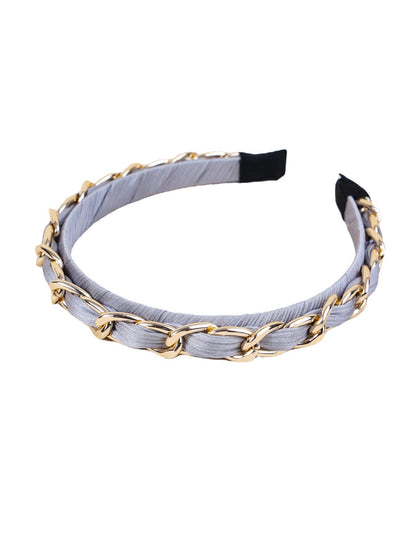 Cross-border new style headband women's European and American simple Baroque style head buckle metal lock chain wash face pressing headband hair cave