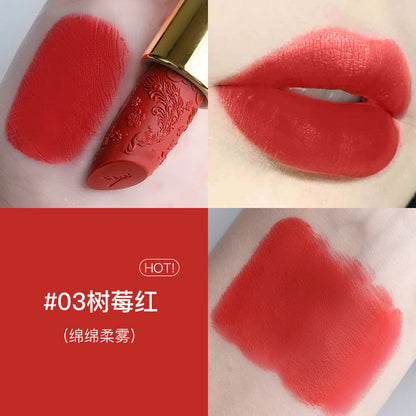 Douyin carved lipstick Chinese style semi-matte lipstick long-lasting moisturizing plain cinnamon milk tea for girlfriend