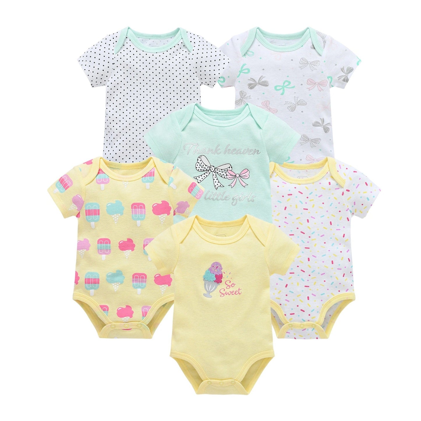 Baby girl one-piece romper six-piece set Korean version 2024 newborn cartoon fart clothes short-sleeved girls clothes cross-border 