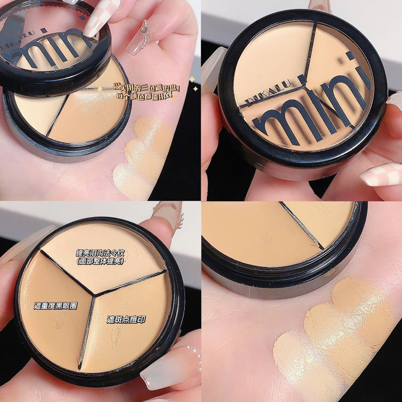 concealer មានបីពណ៌ DIKALU បិទបាំងស្នាមលើផ្ទៃមុខ ស្នាមមុន រង្វង់ខ្មៅ ពន្លឺ និងស្រមោល  រួមបញ្ចូលគ្នា