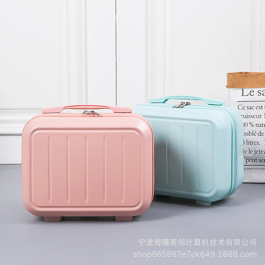 14 inch cosmetic case carry-on luggage cute portable small mini cabin case can hang female storage bag travel case 