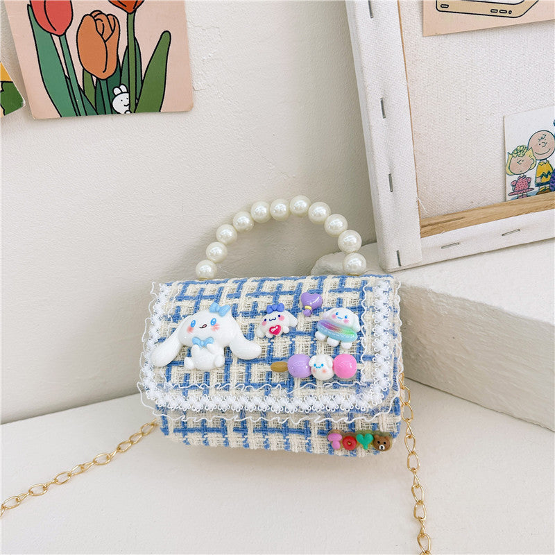 Fashion Pearl Handbag Children's Bag Simple Chain Girls Messenger Bag Beaded Mini Parent-child Shoulder Bag Wholesale 