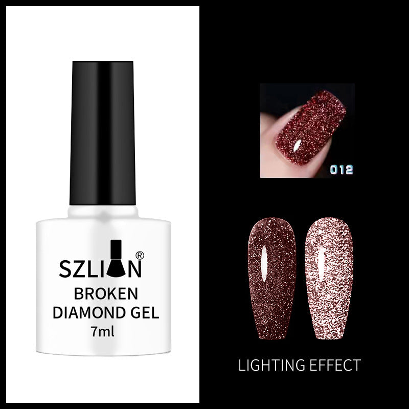 Nail art flash nail polish new style net red super flash colorful flash diamond Yanling pat glue extension glue broken diamond glue