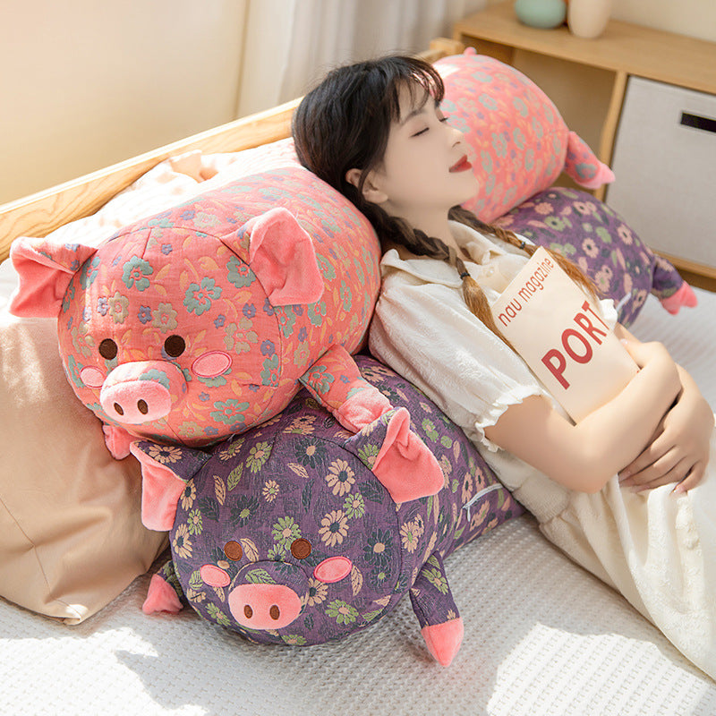 Pig pillow doll pillow cushion three-layer gauze removable and washable multi-functional pillow long pillow side sleeping