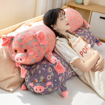 Pig pillow doll pillow cushion three-layer gauze removable and washable multi-functional pillow long pillow side sleeping