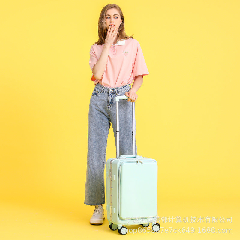 Student trolley suitcase female front opening universal wheel side opening 26 inch men and women boarding bag suitcase male 