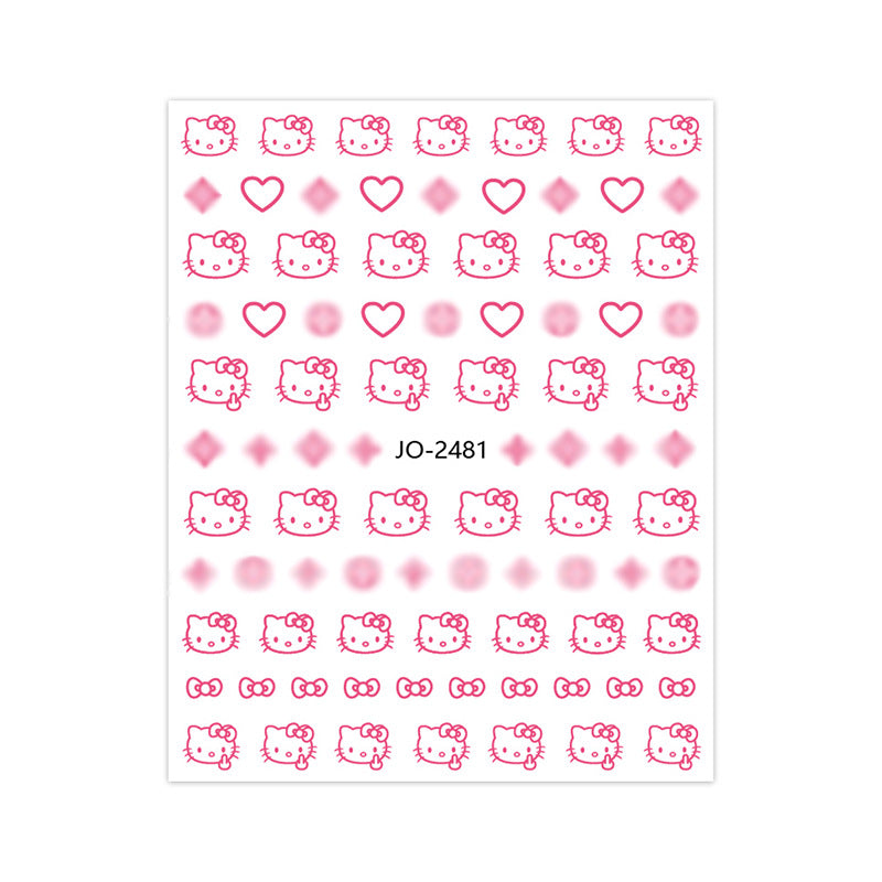 Nail stickers cute cartoon KT cat head star love Hello Kitty Kitty adhesive stickers nail decals wholesale