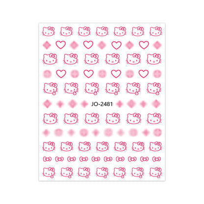 Nail stickers cute cartoon KT cat head star love Hello Kitty Kitty adhesive stickers nail decals wholesale