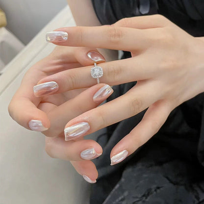 Wearable nail art nail tips wholesale ice transparent pure desire style Xiaohongshu hot-selling alloy bow nail stickers finished products