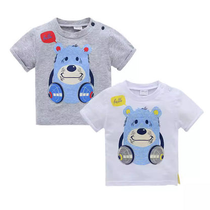 Factory children's clothing cartoon T-shirt summer children's casual T-shirt knitted round neck boy top one piece delivery 