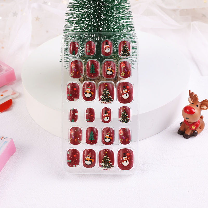 Children's nail stickers baby toddler boys and girls cartoon princess nail stickers jelly glue Christmas wear nails 