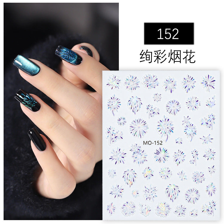 Internet celebrity fireworks stickers gentle white dreamy blooming light chasing fireworks armor stickers 2024 new nail decals